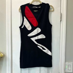 Fila Black Sleeveless Top with Red and White Design